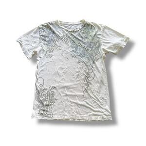 Vintage Y2K White Patterned Tee